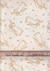 Christmas Gold Angels and Stars on Cream 100% Cotton Price per Yard