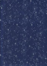 Winter Sky Stars Glitter on Blue 100% Cotton Price per Yard