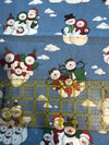Vintage Snowmen and Clouds on Blue 100% Lightweight Cotton Price per Yard