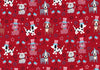 Patriotic Dogs Pups Wearing Hats on Red Glitter 100% Cotton