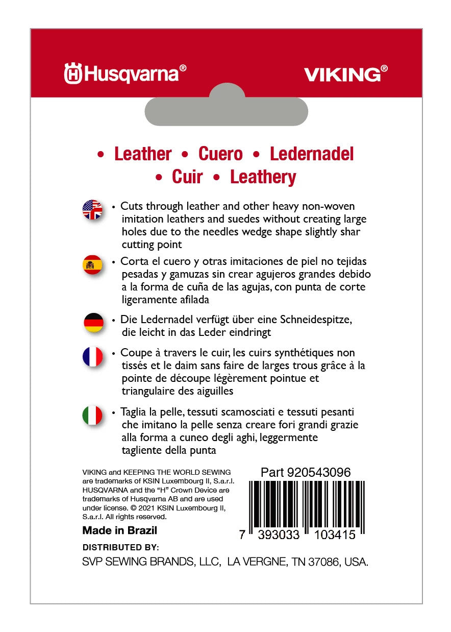 Leather Needles Size 90/14 5-Pack | Husqvarna® Viking®