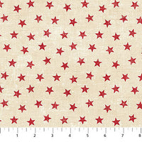 Tela de algodón «American Heartland» en color rojo crema con estrellas, 44"/45", por yarda