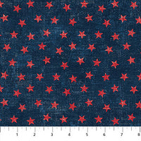 Tela de algodón «American Heartland» en rojo marino con estrellas, 44"/45", por yarda