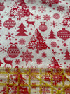 Christmas Trees Snowflakes Deer on White 100% Cotton Price per Yard