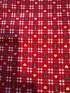 Christmas Vintage Metallic Gold Hearts on Red Plaid 100% Lightweight Cotton Price per Yard