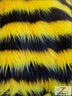 Two Tone Striped Long Pile Faux Fur Fabric Black and Yellow