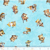 Birdsong Birdhouse Toss on Blue Aqua 100% Cotton