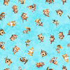 Birdsong Birdhouse Toss on Blue Aqua 100% Cotton
