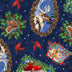 Christmas  Santa and Animal Portrait Toss on Blue 100% Cotton Price per Yard