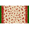 Tela de algodón 100 % color crema con doble borde de poinsettias de 60" de ancho. Precio por yarda.