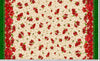Tela de algodón 100 % color crema con doble borde de poinsettias de 60" de ancho. Precio por yarda.