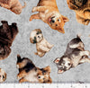 QT Fabrics Puppy Toss on Gray Novelty 100% Cotton Price per Yard Novelty