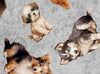 QT Fabrics Puppy Toss on Gray Novelty 100% Cotton Price per Yard Novelty