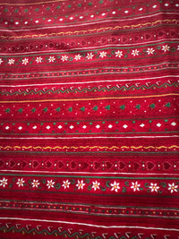 Vintage Poinsettia and Heart Stripes on Red 100% Lightweight Cotton Price per Yard