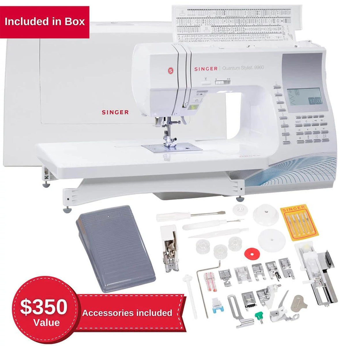 SINGER® Refurbished Quantum Stylist™ 9960 Sewing Machine with Extension Table -- Product Image