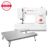 Paquete de máquina de coser SINGER® Heavy Duty 4452 blanca y mesa extensible