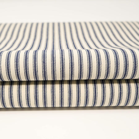 Roc-lon 100% Cotton 44/45" Woven Ticking Fabric, Cut by Yard, Stripe Navy