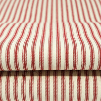 Roc-lon 100% Wide Cotton Woven Ticking Fabric, Cut by Yard, Stripe Red