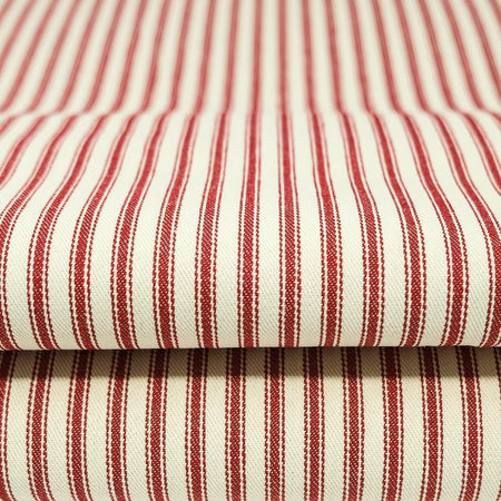Roc-lon 100% Wide Cotton Woven Ticking Fabric, Cut by Yard, Stripe Red