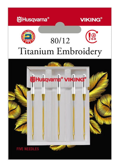 HUSQVARNA® VIKING® Titanium Embroidery Needles Size 80/12 5-Pack -- Product Image