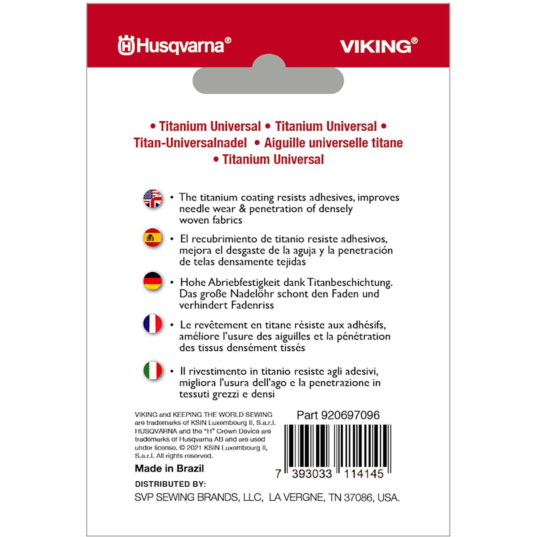 Titanium Universal Needles Size 80/12 5-Pack | Husqvarna® Viking®