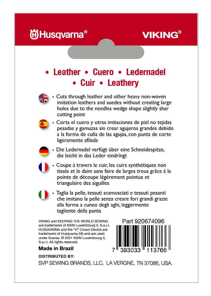 Leather Needles Size 100/16 5-Pack | Husqvarna® Viking®