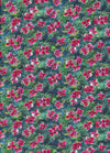 Pink Poinsettias Holly on Green Teal 100% Cotton