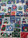 Vintage Let it Snow Icons Boxes on White 100% Lightweight Cotton Price per Yard