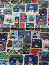 Vintage Let it Snow Icons Boxes on White 100% Lightweight Cotton Price per Yard