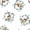 Insignia de Bambi de Disney para guardería, con motivo de bebé, sobre fondo blanco, 100 % algodón. Precio por yarda.