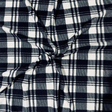 Polar Fleece Fabric Black Plaid- Sold by the Yard