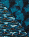 Double Faced Prequilted Lighthouse Galaxy Teal on Blue By the Yard  Novelty