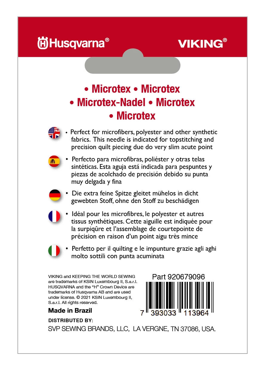 Microtex Needles Size 90/14 5-Pack | Husqvarna® Viking®