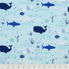 3 cuartos de tela de franela «Sealife» de Little Feet Boutique, azul y blanco, 18" x 21", para bebé