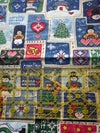 Vintage Let it Snow Icons Boxes on White 100% Lightweight Cotton Price per Yard