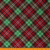 Double Faced Prequilted Christmas Gold Ornaments Poinsettias Plaid By the Yard