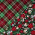 Double Faced Prequilted Christmas Gold Ornaments Poinsettias Plaid By the Yard