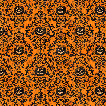 Halloween Pumpkin Damask on Orange