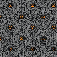 Halloween Pumpkin Damask on Gray
