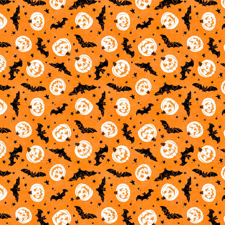 Halloween Bats and Pumpkins on Orange