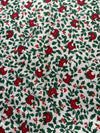 Cardinals Holly Vines on White 100% Lightweight Cotton Price per Yard