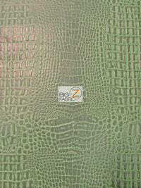 Venom Green Crocodile Marine Vinyl Fabric / Sold By The Yard
