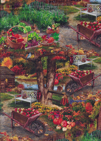 Cabin Apple Carts Pumpkins 100% Cotton Price per Yard