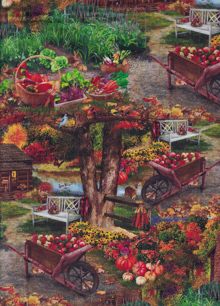 Cabin Apple Carts Pumpkins 100% Cotton Price per Yard