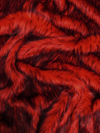 Tejido de piel sintética de pelo largo de husky ártico de Alaska en color rojo / Se vende por yardas