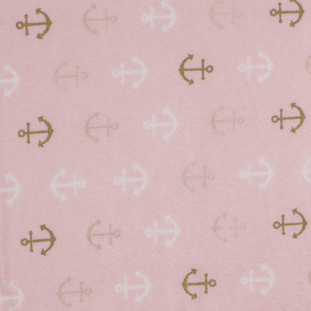 Stitch & Sparkle Bamboo Rayon Fabric Cotton 42/44 Width, by the Yard, Pink Anchor