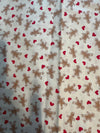 Christmas Vintage Mini Gingerbread and Hearts on Cream 100% Lightweight Cotton Price per Yard