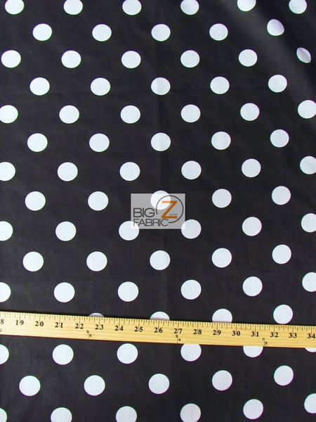 Poly Cotton Printed Fabric Big Polka Dots / Black/White Dots / Sold By The Yard||color:Black