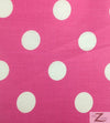 Poly Cotton Printed Fabric Big Polka Dots / Fuchsia/White Dots / Sold By The Yard||color:Fuchsia