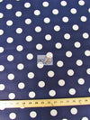 Poly Cotton Printed Fabric Big Polka Dots / Navy/White Dots / Sold By The Yard||color:Navy
